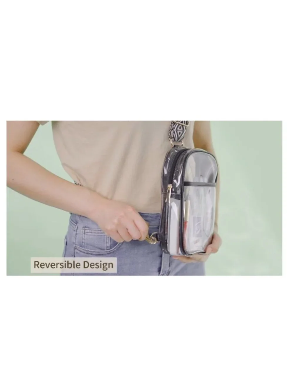 Clear Crossbody Sling Purse for Stadium Events with 2 Straps